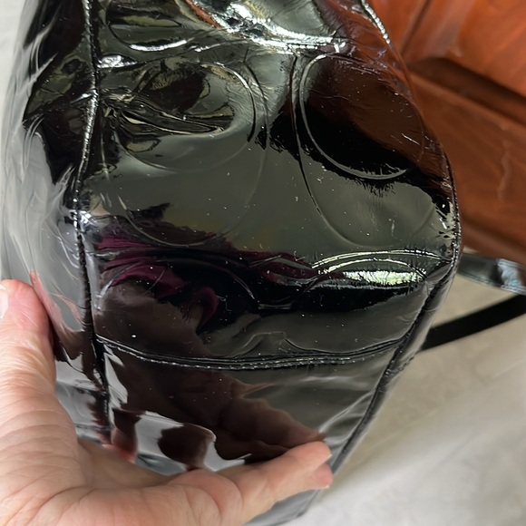 Coach  Vintage  black patent leather shoulder bag  small tote  Silvertone HW EUC - Picture 13 of 17